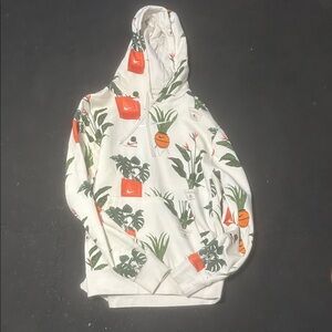 Nike White Hoodie with Green and Orange Print